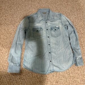 MOTHER Light Denim Snap Down Shirt
